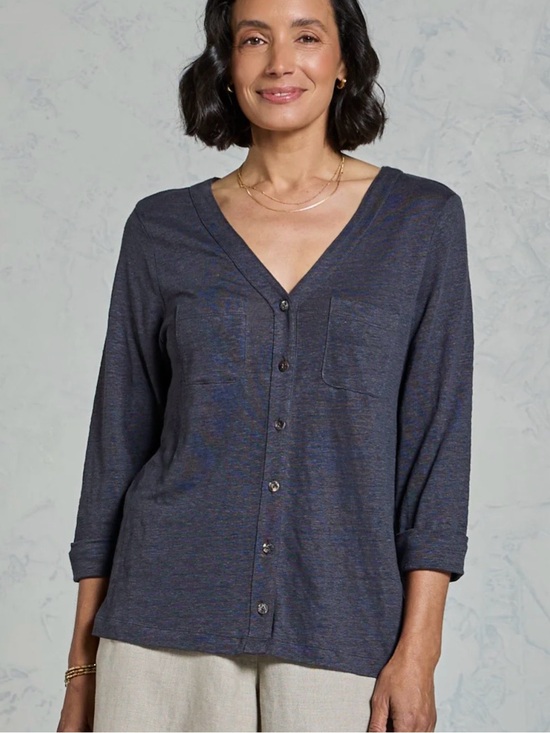 Nomad the Label Tops - Nomad the Label, Marlee Linen Jersey Top, Charcoal